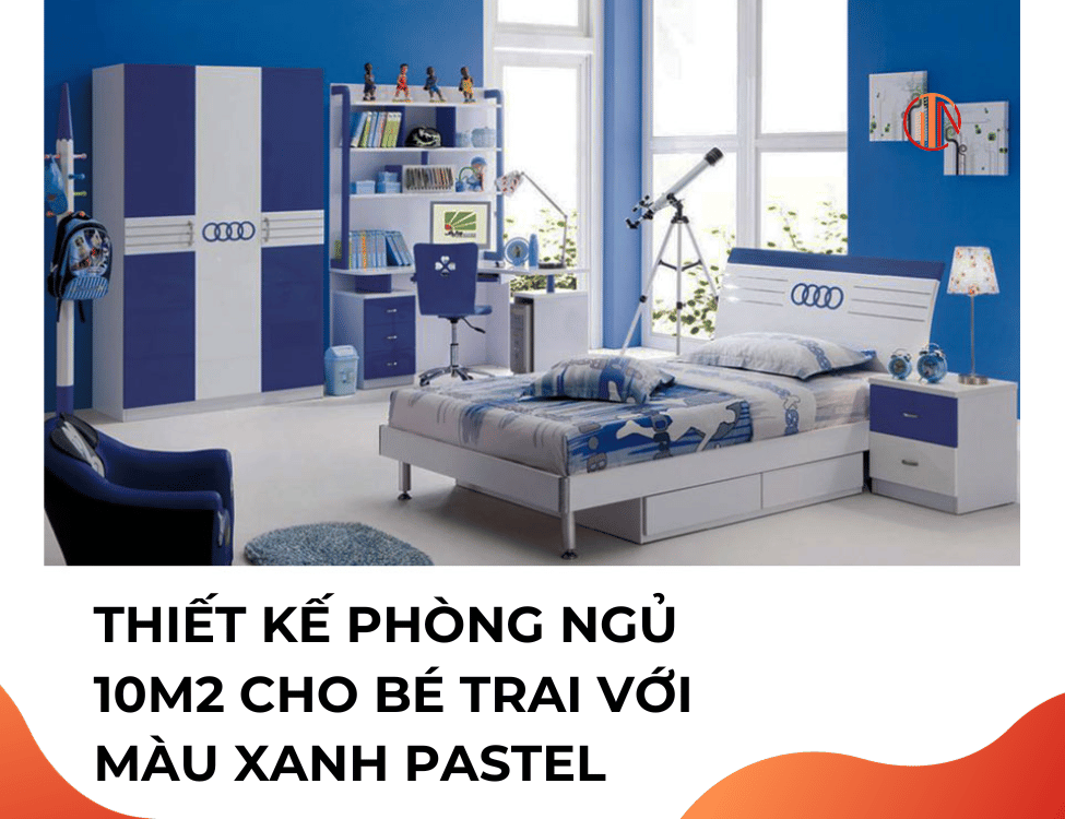 thiết kế phòng ngủ 10m2 cho bé trai