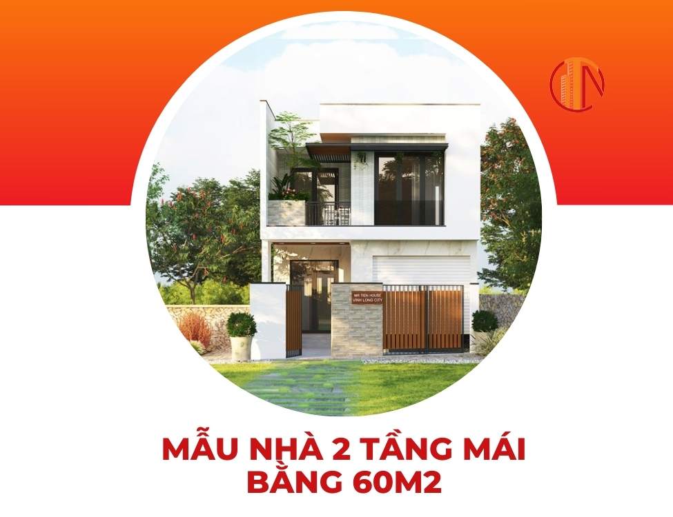 Mẫu nhà 2 tầng mái bằng 60m2