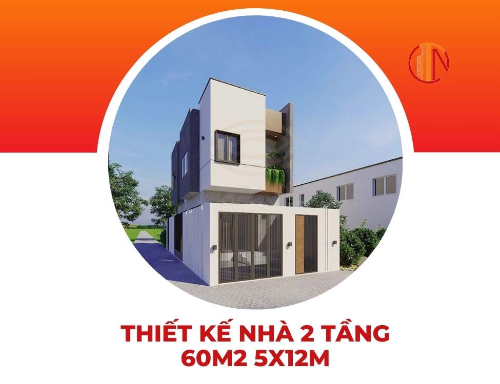 Thiết kế nhà 2 tầng 60m2 5x12m