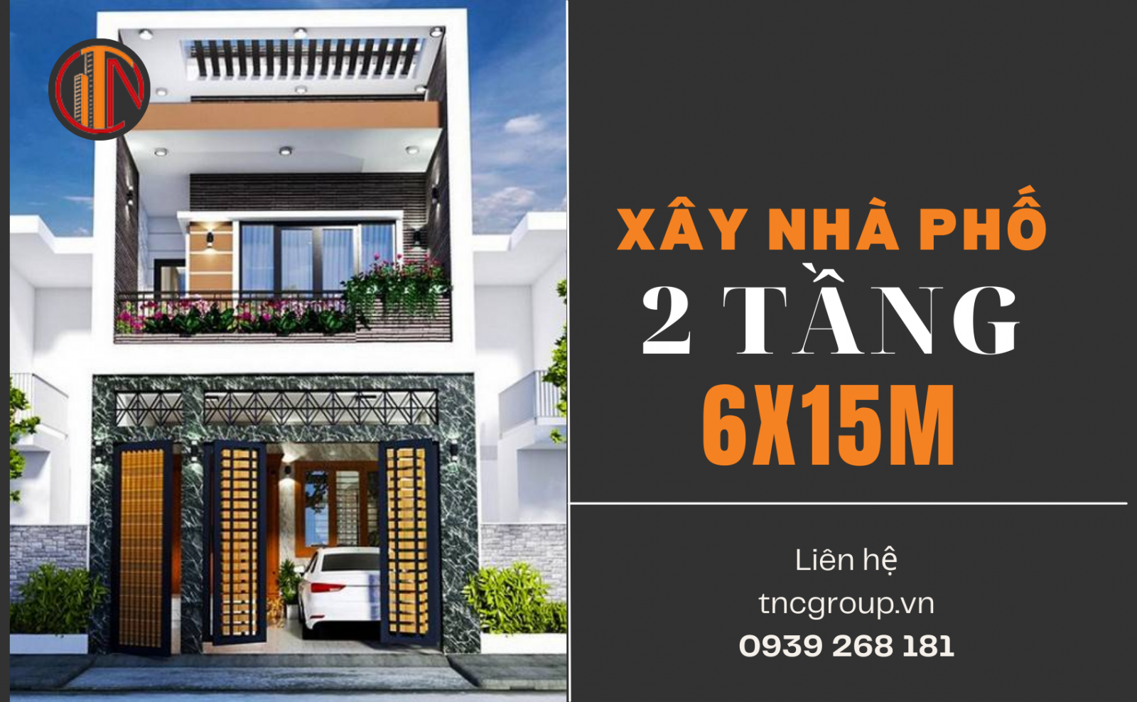 Xây nhà phố 2 tầng 6x15m