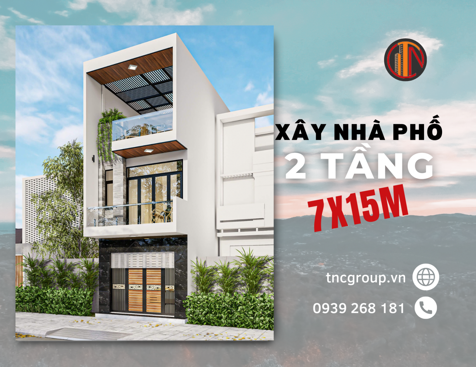 Xây nhà phố 2 tầng 7x15m