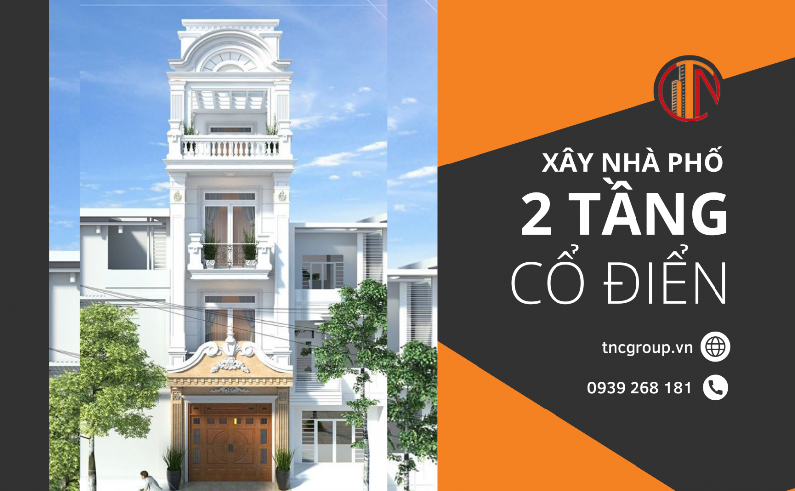 xây nhà phố 2 tầng cổ điển