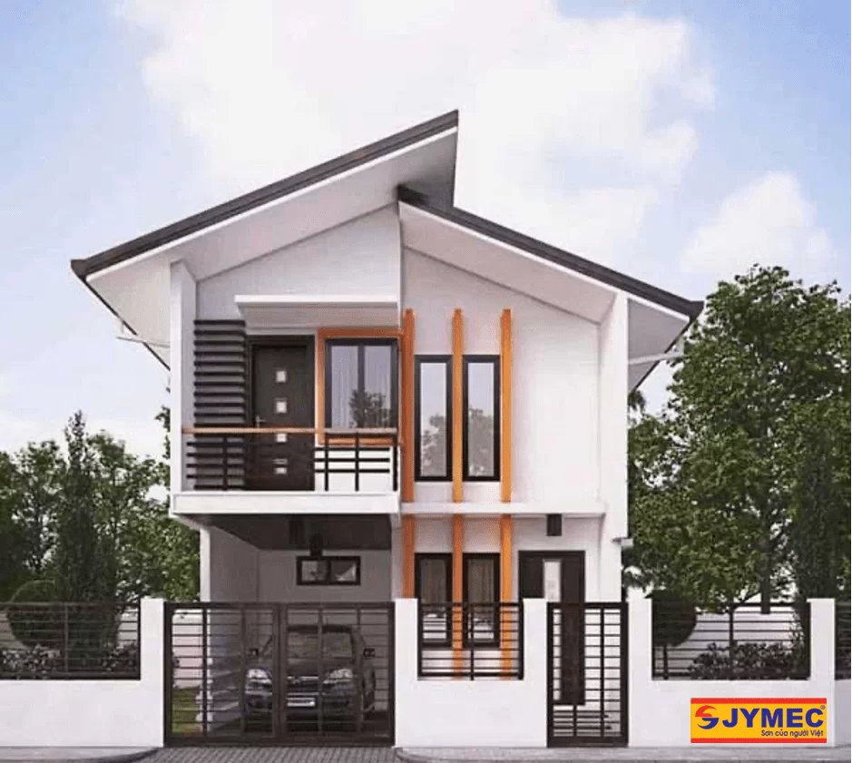 Mẫu nhà 2 tầng đẹp giá 700 triệu mái lệch