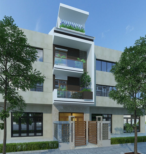 Nhà 3 tầng 4 phòng ngủ 5×20 có hầm và tum hiện đại